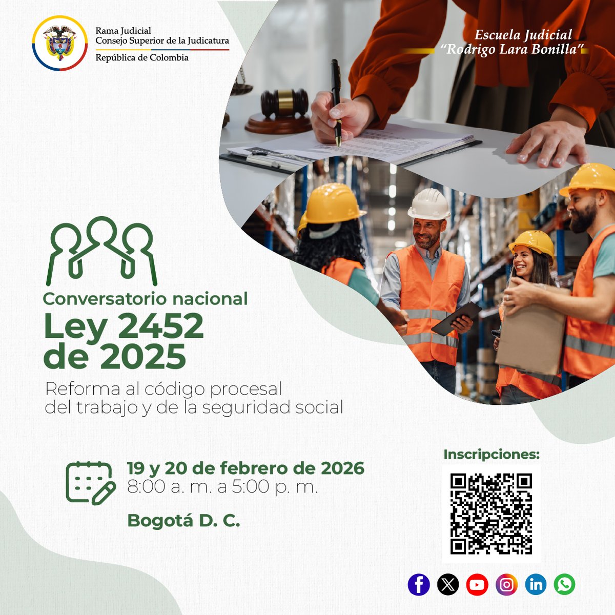 Ejrlbnet's tweet photo. 🗣️📚 Conversemos sobre los cambios en la justicia laboral

Participa  en el conversatorio sobre la Ley 2452 de 2025 y fortalece tu  comprensión del nuevo marco procesal del trabajo y la seguridad social.

👉  Regístrate en 🔗  https://t.co/CU5s1Rp9U8 https://t.co/nP7SnZ2L2o