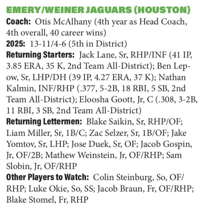 Emery Jaguar Baseball tweet media