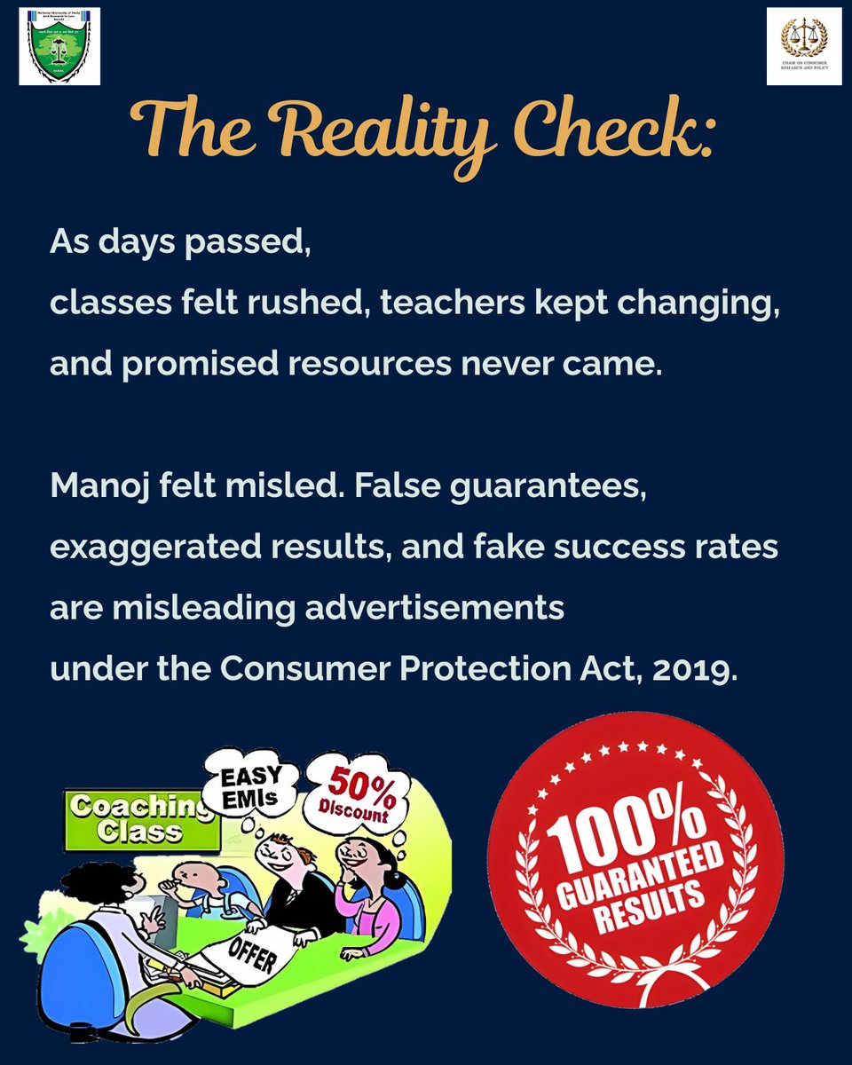 CCRP_NUSRL's tweet photo. This story highlights the risks of misleading advertisements and exaggerated claims in the education sector. Under the Consumer Protection Act, 2019, such practices constitute unfair trade practices. https://t.co/ZOoeeCQnlZ