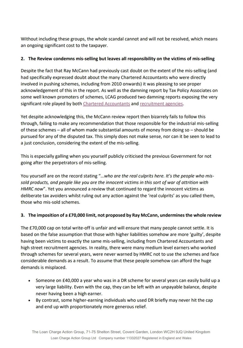 LCAG's letter to Chancellor highlights unjust outcome #McCannReview including thousands excluded &amp; £70k cap making unaffordable.

Missed opportunity to resolve #LoanChargescandal,without urgent change misery prolonged for victims &amp; HMRC resources wasted. 

hmrcloancharge.info/wp-content/upl…