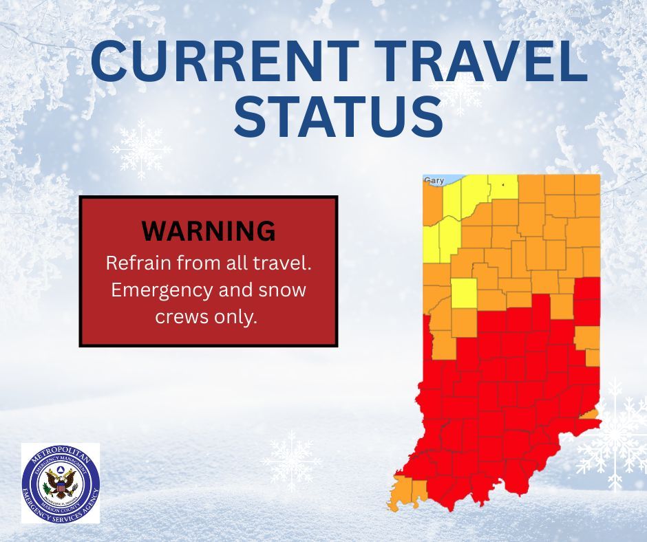MarionCo_EM's tweet image. TRAVEL WARNING REMAINS IN EFFECT
🚫 Please stay off the roads.
🚜 Crews are actively working to restore safe conditions.
🏠 Your safety comes first—stay home and stay warm. 

#Preparedness #WinterWeather #MCEMA