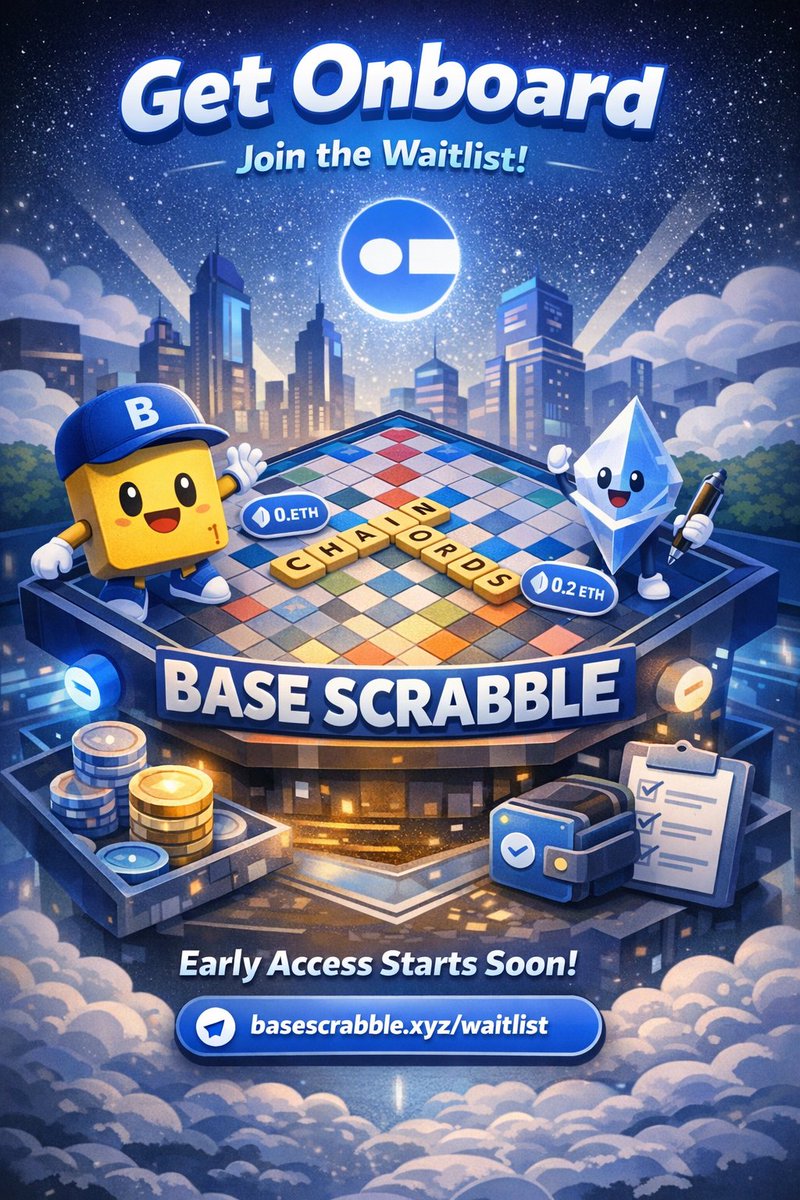 Based Scrabble is entering a new phase.
A sharper board.
Cleaner gameplay.
On-chain logic powered by Base.

🟦 P³
🟦 L¹
🟦 A¹
🟦 Y⁴

The Testnet era begins — stay close.