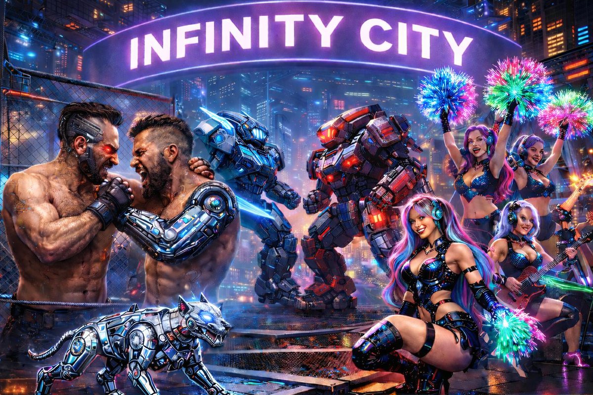 mixedcryptoarts's tweet image. An ABUNDANCE of Violence and fun.
#InfinityCity
#AI
#BattleBotz
#Gaming
#Future