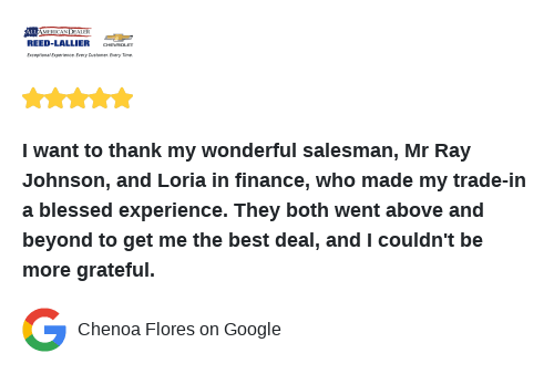 ReedLallierChev's tweet photo. We just received a great review on Google. Thank you Chenoa Flores! https://t.co/43siL2E4oi