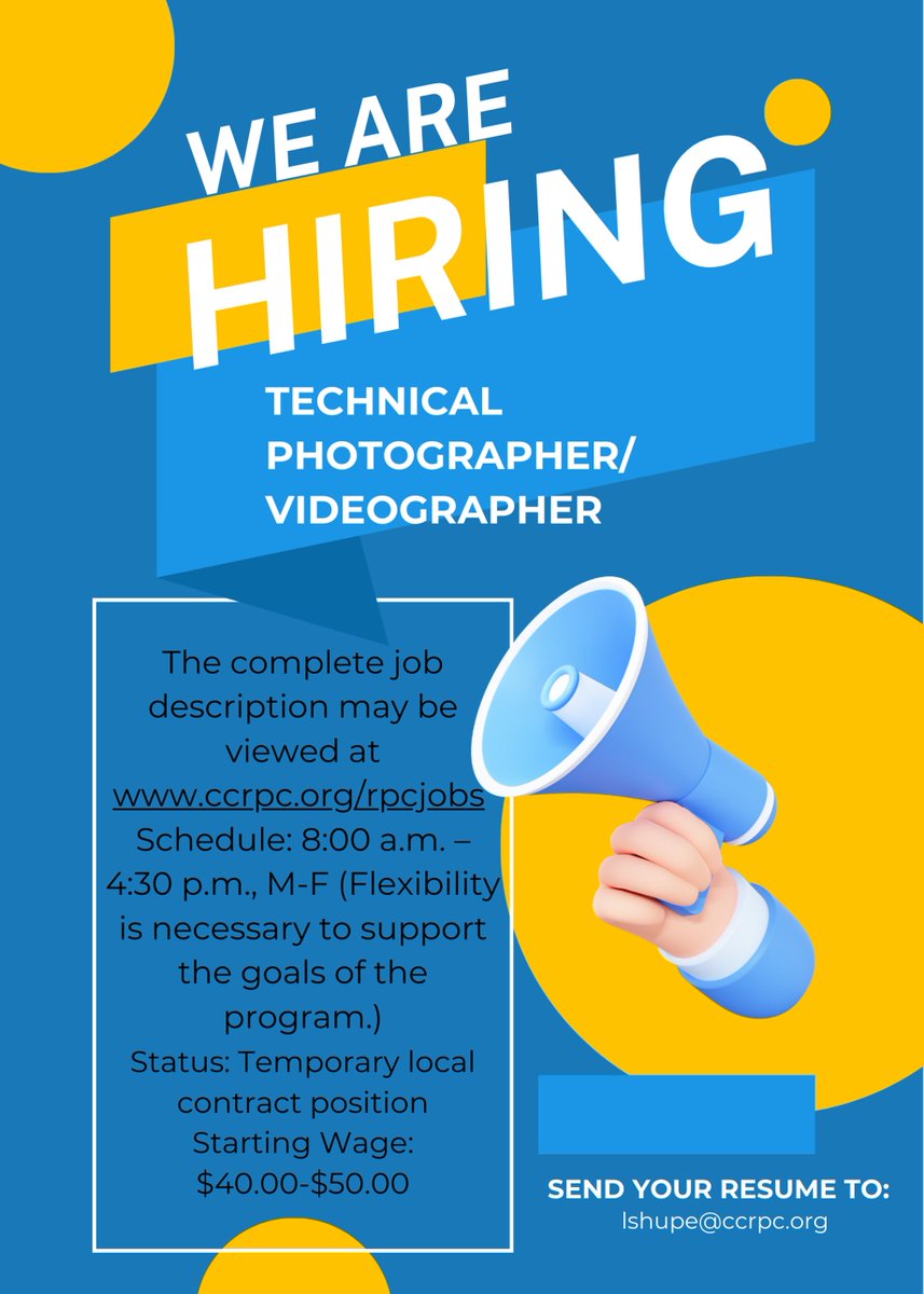 Bring your photography and videography skills to our Indoor Climate Research and Training Division. Send your resume to lshupe@ccrpc.org.