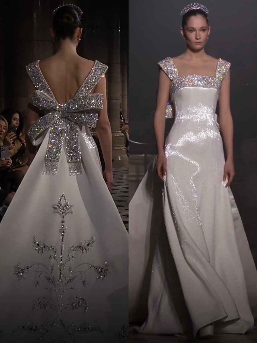 schiapearII's tweet image. the front and the back from this Georges Hobeika, spring 2026 couture dress