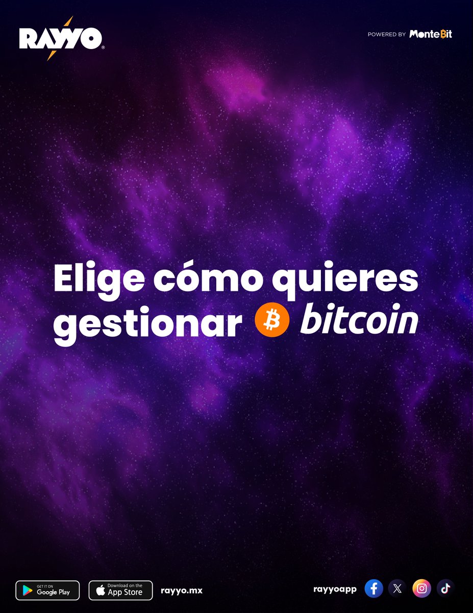 ⚡️La @RayyoApp es #gratis y con ella puedes gestionar #bitcoin a tu manera,  tú eliges de nuestras 3 opciones la que más te guste 📲💜⚡️ #mexico #app  #bitcoinenespañol #bitcoinmexico #bitcoin #BitcoinFamily #Bitcoinmx #