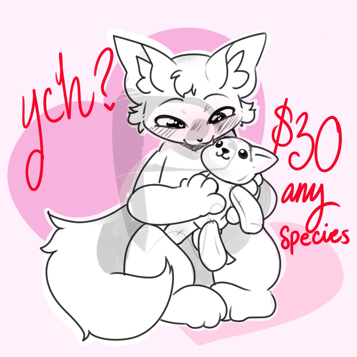 Would anyone have interest in a YCH for Valentines? The little plush can be your partner or vice versa. Any species. It will be lined, colored, and shaded.

#furryart #furry #YCH