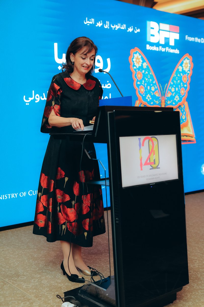 RRInternational's tweet image. Romania is guest of honor at the 57th edition of the #Cairo International #Book #Fair, marking 120 years of diplomatic relations with the Egypt. The Fair’s featured personality this year is writer Naguib Mahfouz, the recipient of the @NobelPrize in Literature. (1/3)