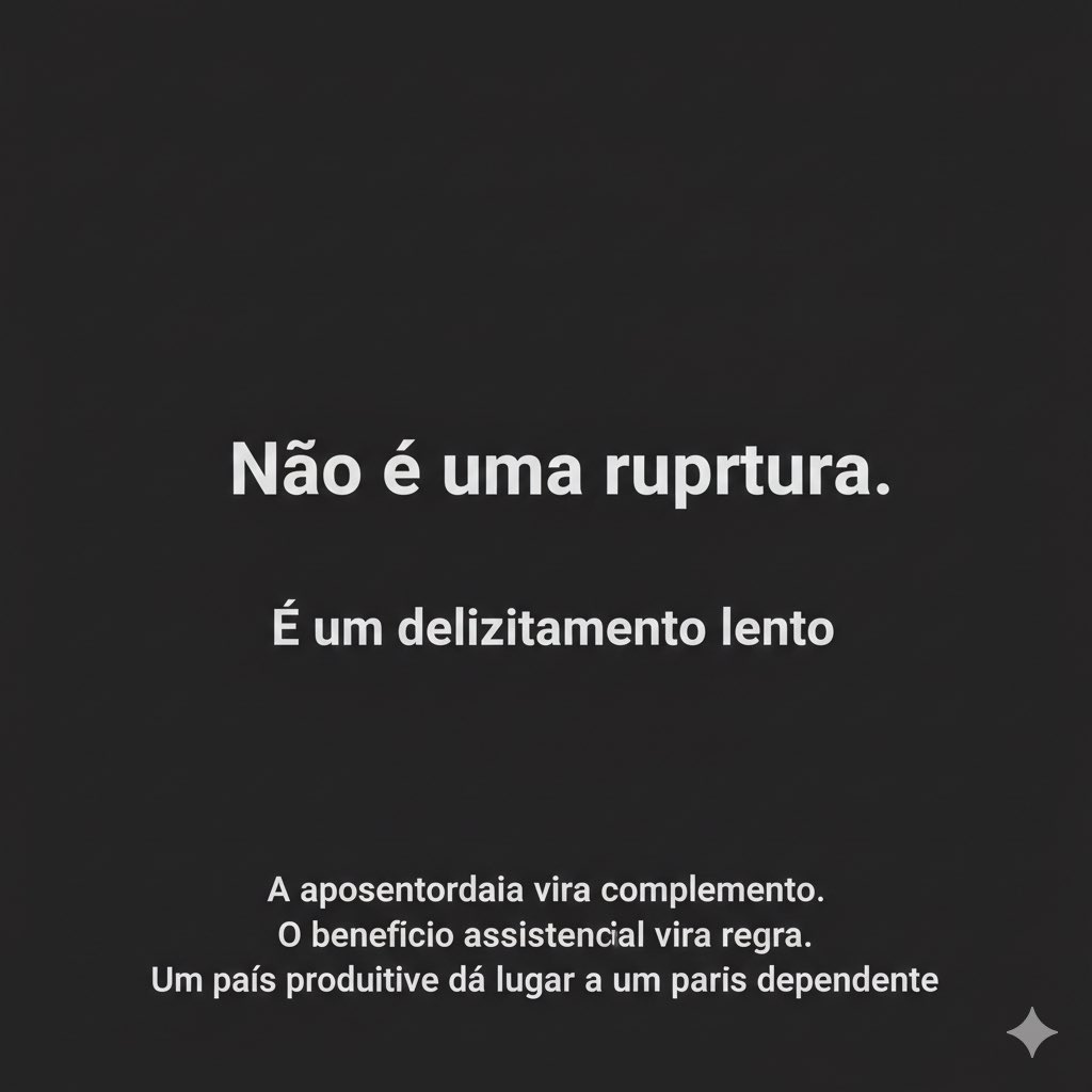 O Brasil está entrando em um ciclo perigoso.
Pela 1ª vez, em várias regiões, há mais pessoas vivendo de benefícios do que trabalhando.

Isso não é política. É matemática.