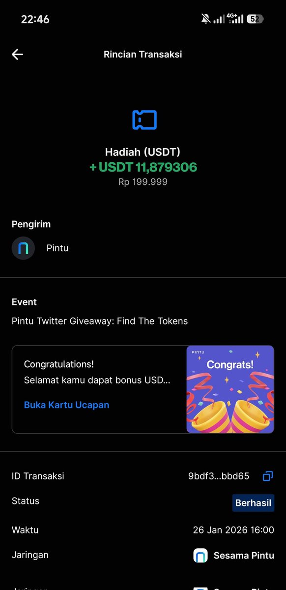 Terimakasih <a href="/PintuID/">Pintu</a> reward sudah landing dengan selamat. saatnya mengubah $12 to $120.000 dengan trading di aplikasi pintu 👀