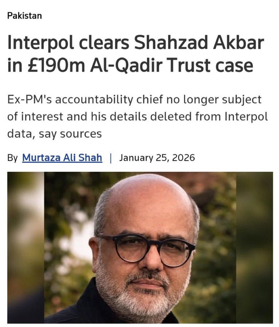 INTERPOL has cleared <a href="/ShazadAkbar/">Mirza Shahzad Akbar</a> of the allegations relating to the Al-Qadir case. Al-Qadir is a university established by former Prime Minister Imran Khan, offering education, stipends, and scholarships. The Rs190 million concerned was transferred to the Supreme Court’s account