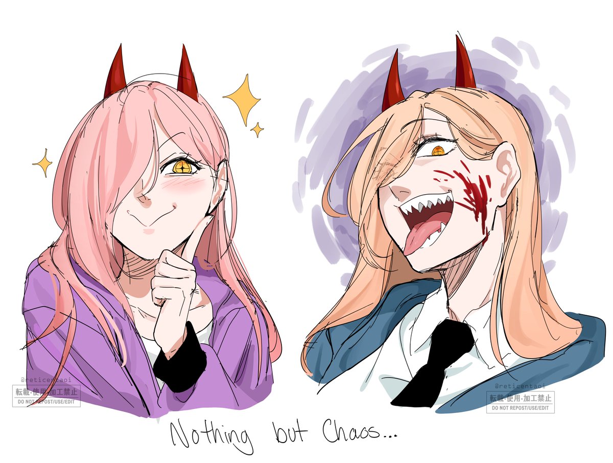 reticentaoi's tweet photo. Different flavors of gremlin energy 
#chainsawman #chainsawmanfanart https://t.co/S7hXQfZLDh