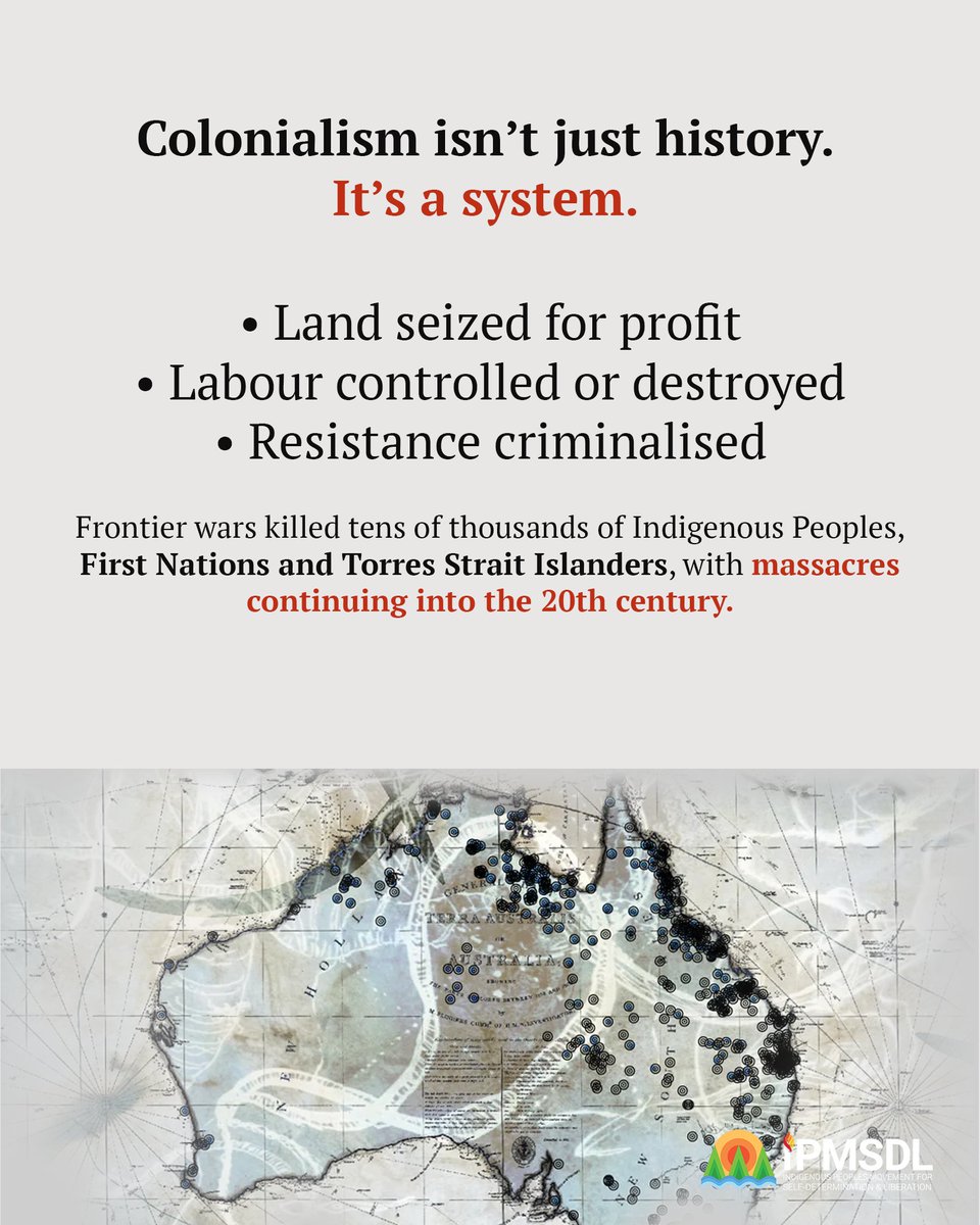 ipmsdl_'s tweet image. For First Nations and Torres Strait Islanders, this is a harrowing reminder of hundreds of years of land theft, oppression, and murder. Today Australia remains an important asset for Western imperialism and the NATO-aligned war machine led by the United States.