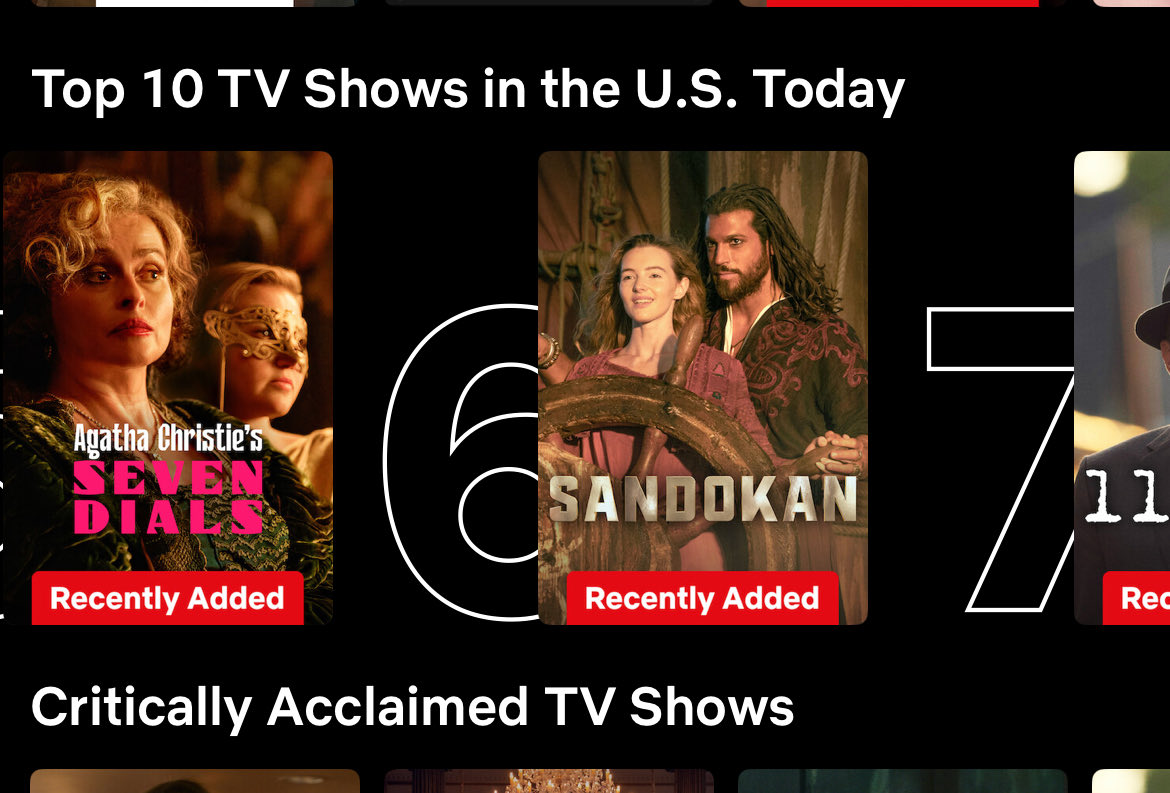 Oh look here:  #sandokan climbed to number 6 in USA!!! #CanYaman 🚀 💫