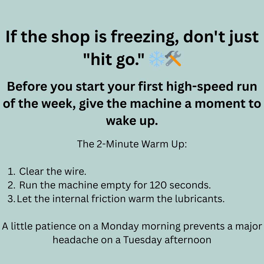 IdealStitcherCo's tweet photo. Follow the 2-Minute Warm Up below to thin the oil and warm the steel before you start your high-speed runs.

Take care of the machine, and it’ll take care of you. 🇺🇸

#Manufacturing #Maintenance #IdealStitching https://t.co/B2MDFJeUUx