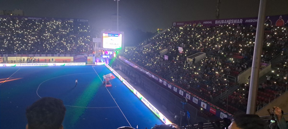 The flash, the game, the score, hockey rocks at Bhubaneswar. 3-1 for home team at HT
