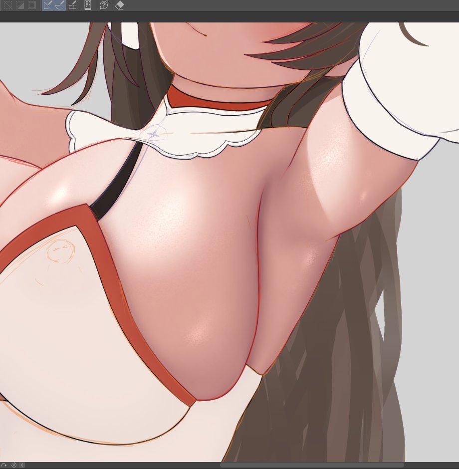 現在おSkebでリクエストいただいているステキハイレグイラストのWIPでございます、これが今年の年始にまとめてお受けしたリクエストシリーズの最後のやつになります🦾(お待ちいただいております恐縮です🧑‍🦲🙏) 