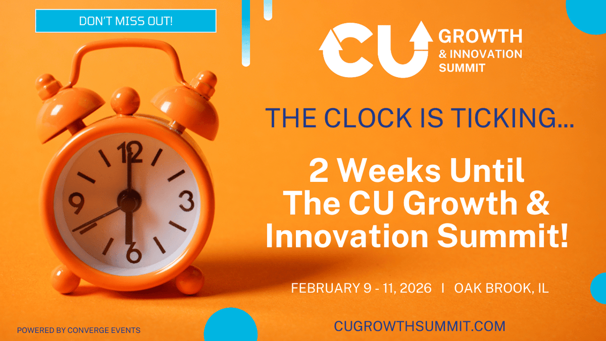 CUGrowthSummit's tweet photo. ⏰ 2 Weeks Left!
The CU Growth &amp; Innovation Summit is almost here — Feb 9–11 in Oak Brook, IL!

👉 Last chance to register: https://t.co/CQUCtrTGKC

#CUGI26 #CreditUnions https://t.co/erXHQmSBCJ