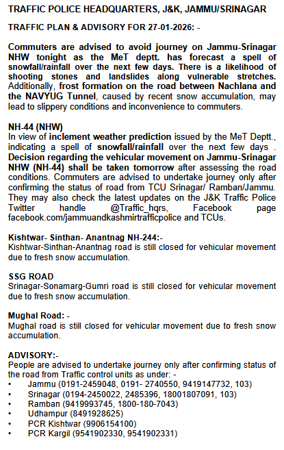 J&K Traffic Police tweet media