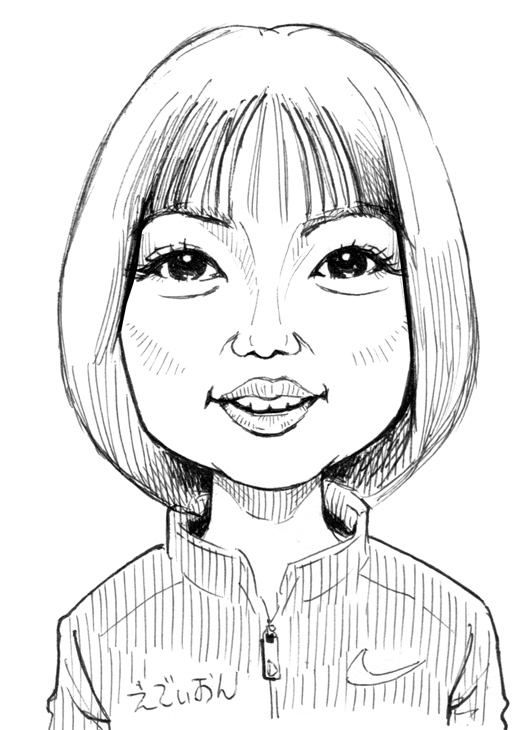 おやすみ前のスケッチ似顔絵 矢田みくに選手（エディオン）