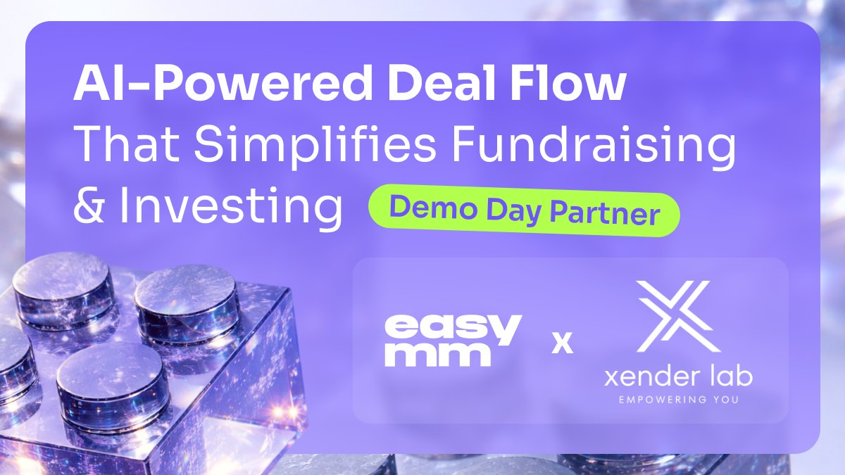 EasyMM_official's tweet image. We’re thrilled to announce @xenderlab as the official partner of our Demo Day!⚡️

Xender Lab is an AI-powered deal flow platform that simplifies fundraising and investing.

We believe this partnership will accelerate growth across the industry. 🤝