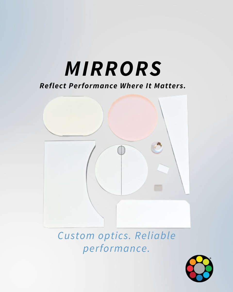 Reflect performance where it matters. MidOpt® Mirrors are available in enhanced aluminum &amp; dielectric options, with custom shapes and thicknesses engineered for wavelength-specific performance.
🔗 midopt.com/custom-optics/…
#MachineVision #Optics #Imaging #MidOpt #Mirrors