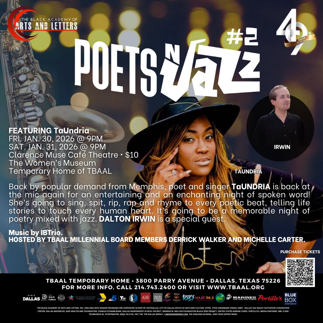 TBAAL's tweet image. We know the cold kept you inside this past weekend ❄️, but this weekend we’ve got you covered! Join us for Poets N Jazz #2 🎷🍷 

#dallas #thingstodoindallas #dallasevents #poetry #dallasdatenight