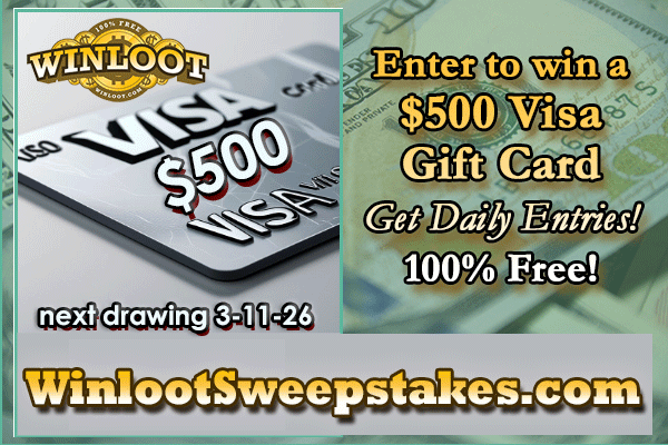 Don't miss your free daily entries for the chance to #win a $500 Visa Gift Card!🎁

✔️Enter WinlootSweepstakes: ow.ly/vJjU50Y3KKm
100% Free!🆓