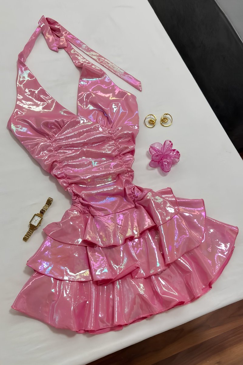 mistressruby111's tweet image. Mommy’s shiny little sissy dress is waiting.💗Look how pretty and helpless you’ll feel once I tie those halter ribbons nice and tight. Time to crinkle and obey, baby girl. Who’s ready to be dressed up and owned? DM if this makes your clitty twitch.