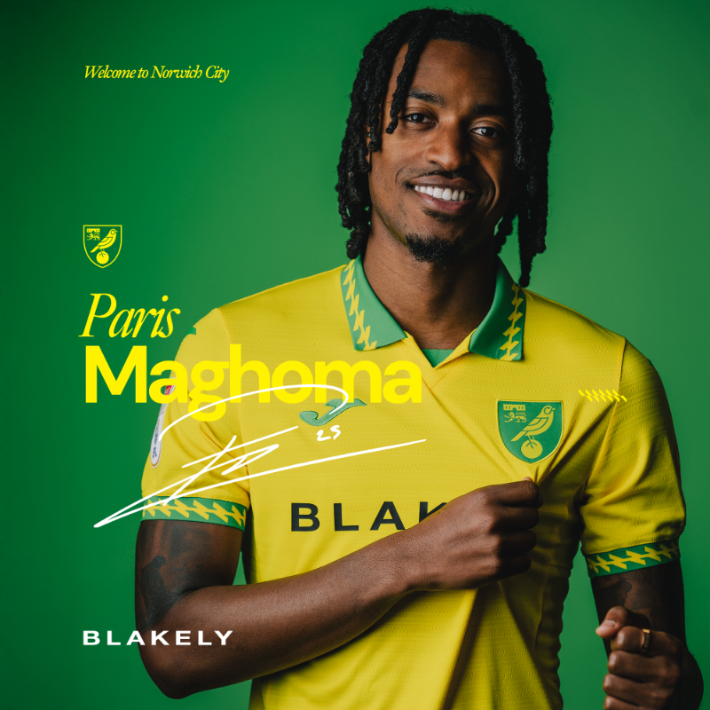 NorwichCityFC's tweet photo. We've completed the signing of midfielder Paris Maghoma from Premier League club Brentford on a contract until 2029, with an option for a further year 🤝