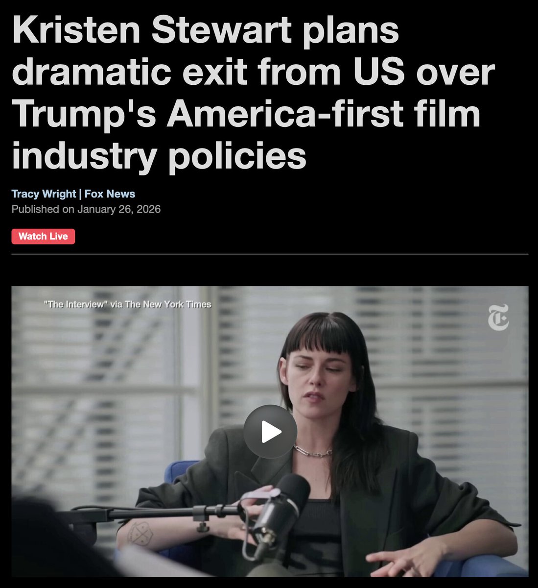 Well this changes EVERYTHING. LOL.

That said, the subsidy/protection scheme is a racket.

I'm at odds with many dear friends in the view that follows... but the truth is the truth.

Meanwhile, everything about government policy and film production is parasitic. 

The industry