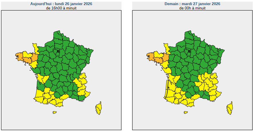 VigiMeteoFrance's tweet image. Une nouvelle perturbation donne des cumuls de pluie notables sur #Finistère et #Morbihan d'ici demain matin, dans un contexte de sols saturés et de crues encore en cours.
➡️Restez informés sur vigilance.meteofrance.fr et vigicrues.gouv.fr