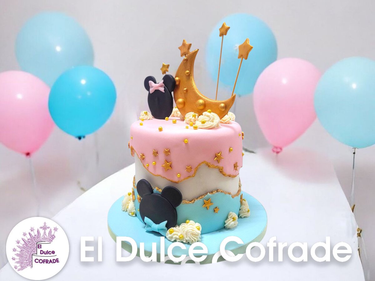 DulceCofrade's tweet photo. Tarta para una fiesta de revelación de género. #tartaspersonalizadas #tartamickey #tartaminnie https://t.co/dxZQC8PWqc