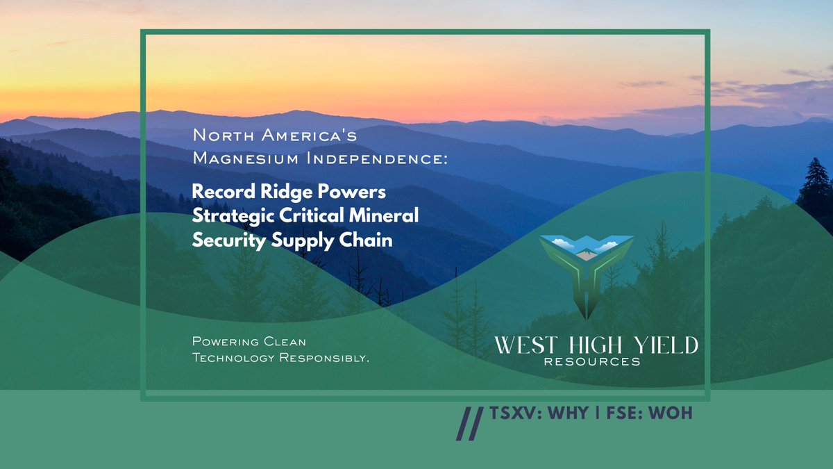 North America’s critical minerals supply chain is gaining strategic focus.

Record Ridge (TSXV:WHY | FSE:W0H) near Rossland, BC hosts magnesium, silica, nickel, iron ore. Secured Mines Act Permit Oct 2025. Powers clean tech. Near U.S. markets. 
#Magnesium #Silica #Nickel  $WHY