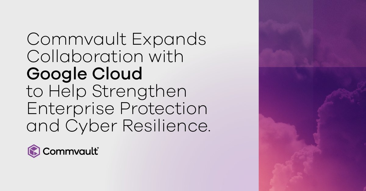 Commvault is expanding its collaboration with Google Cloud to deliver immutable protection, faster cloud application recovery, and enhanced compliance— supporting secure, resilient operations.

Discover more about the expanded capabilities: bit.ly/4bhk3oX

#Commvault