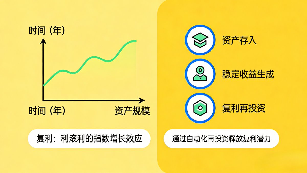 复利的威力：以及Concrete Vaults如何释放这种力量

加密货币真正的优势，从来不是那些耀眼的短期高收益。

而是你的资本可以在链上、无许可、持续不断地复合增长。

这才是长期财富积累的真正引擎。

在传统金融中，复合利息被誉为「世界第八大奇迹」。
而在 DeFi