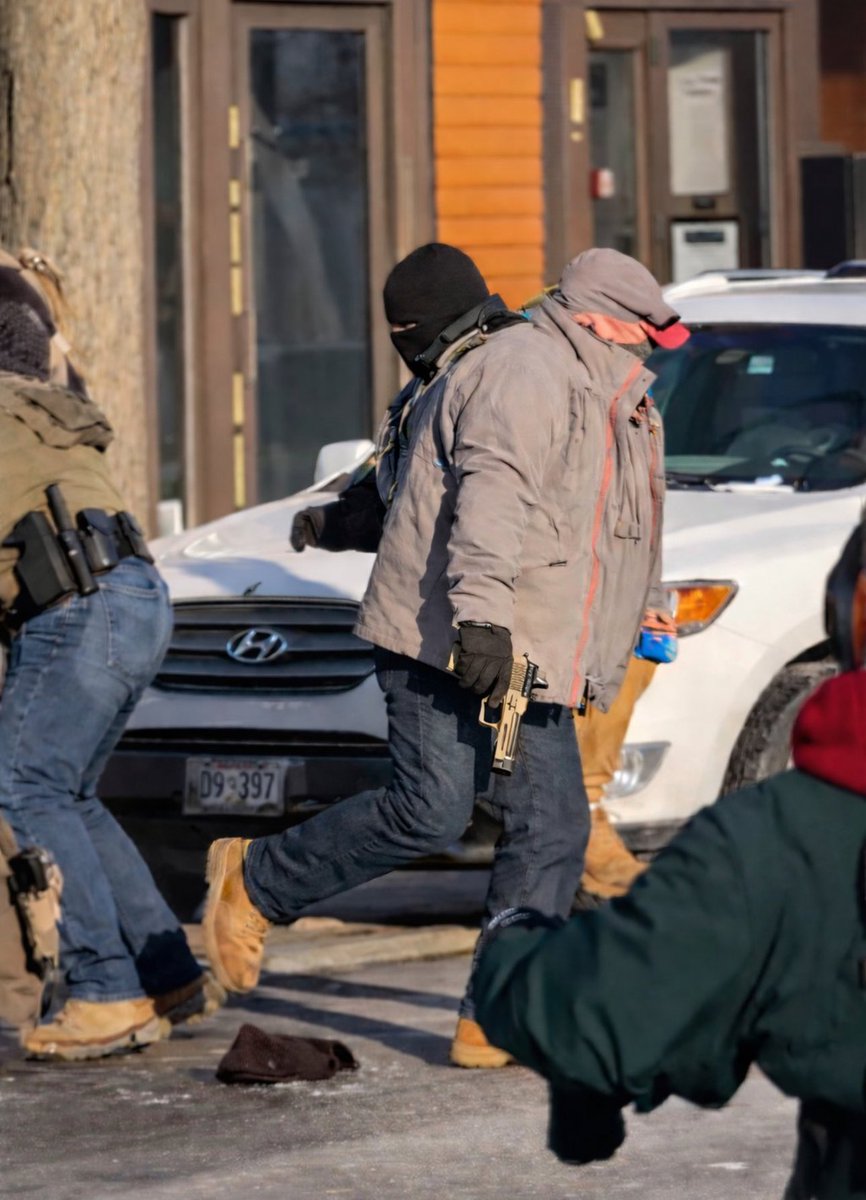 An enhanced photo shows the ICE agent running away with Alex Pretti’s firearm. 

Pretti was shot seconds later, disarmed, and out numbered 7 to 1.