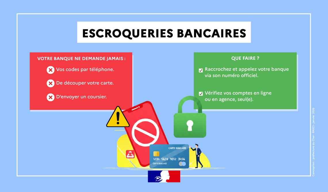 Image de Préfet du Cher - #Sécurité | 🚨 ESCROQUERIE BANCAIRE PAR TÉLÉPHONE : NE VOUS FAITES PAS AVOIR !

Les escrocs appellen