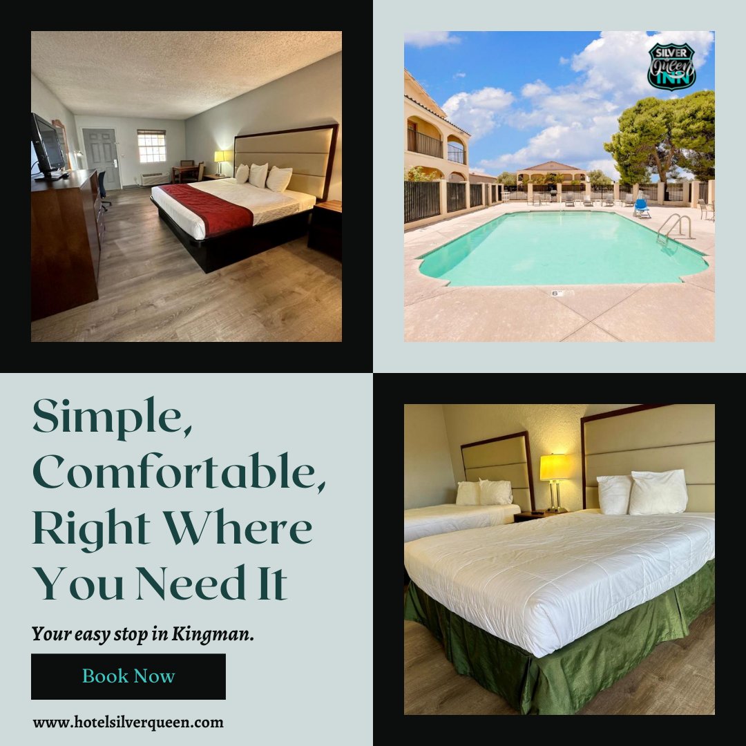 SilverQ70464822's tweet image. Clean rooms, comfy beds, and a convenient location off I-40 — sometimes simple is exactly what you need. Silver Queen Inn is here for your January travels.

#SilverQueenInn #KingmanAZ #ComfortStay #TravelSmart #BudgetFriendly