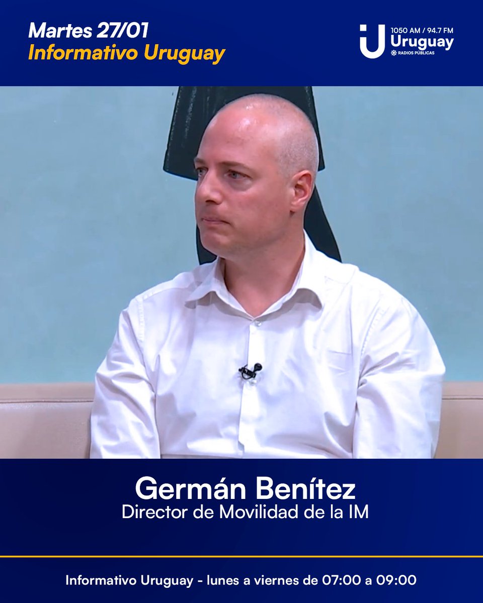 🗣️ Esta mañana en #InformativoUruguay entrevistamos al director de Movilidad de la <a href="/montevideoIM/">Intendencia de MVD</a>, <a href="/gbenitezforte/">Germán Benítez Forte</a>.

📻1050 AM - 94.7 FM
📲 Seguinos en mediospublicos.uy