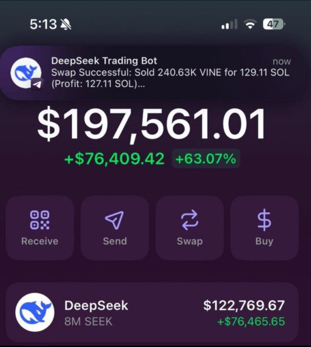 Shahriar661731's tweet photo. DeepSeek is a crypto money printer 💰

I wrote a Bot, that's made me $40K from $100 last night.

This isn’t clickbait—just an AI Trading Bot powered by DeepSeek.

FREE for 24 hrs then deleted!

Simply,

1. RT

2. Like

3. Reply"DS" Must Follow me and I'll DM you.🌻 in https://t.co/QSIpZqoVJG