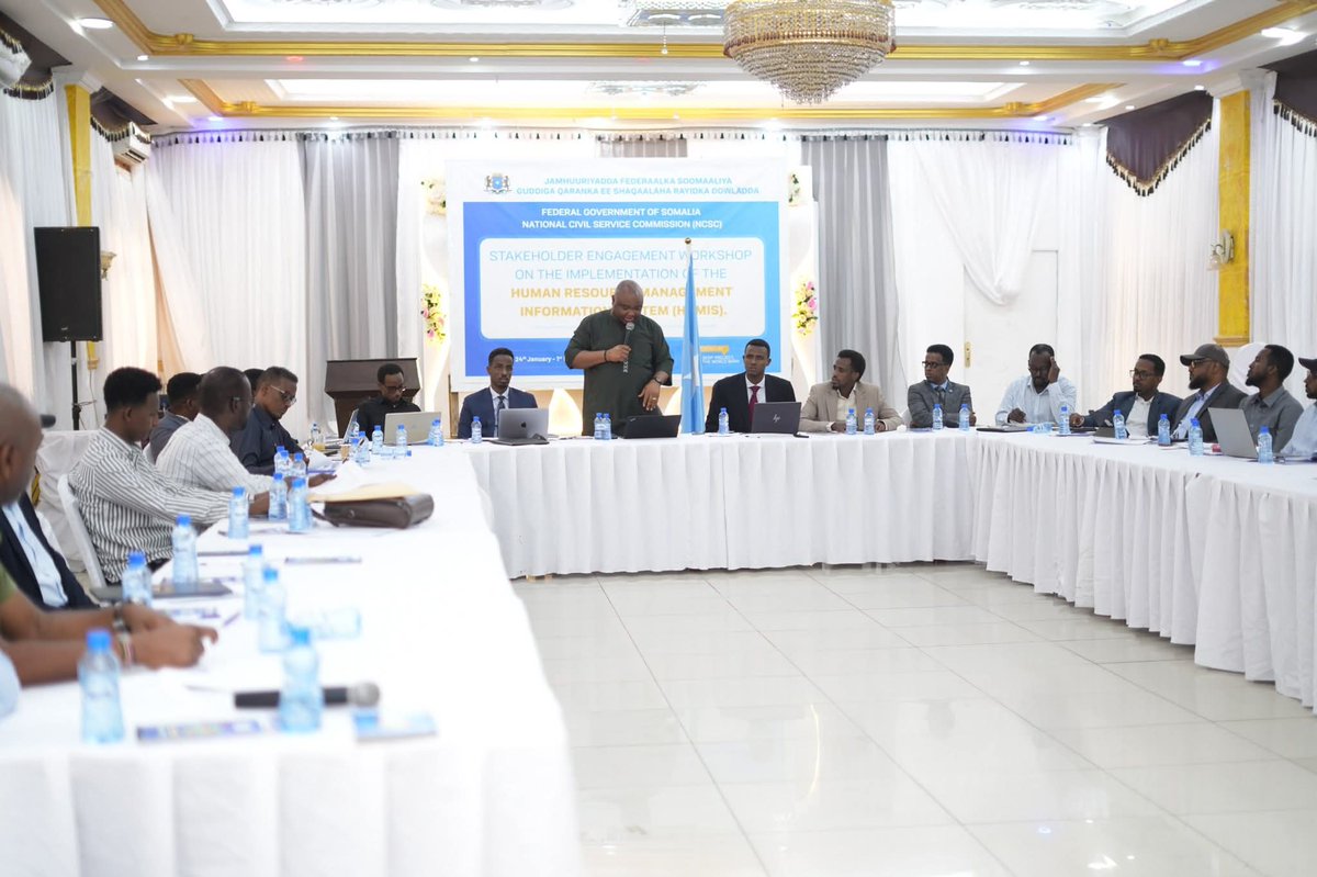 SERP_Somalia's tweet photo. A week-long Stakeholder Engagement Workshop on the implementation of #HRMIS for the FGS MDAs,supported by the @SERP_Somalia ,commenced  today in Mogadishu.The workshop aims to cover HRMIS systems,gap identification,review of HRMIS modules&amp;functional design &amp; AS- IS Documentation. https://t.co/FLeWQv8Shj