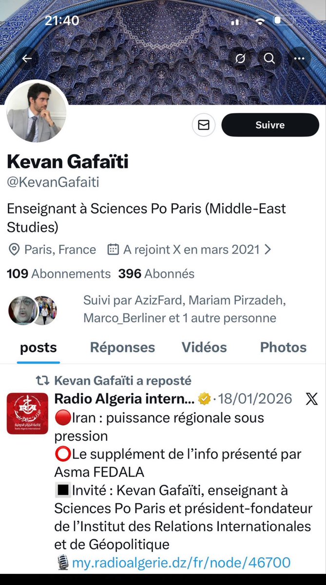 کفتار خونشور ج ا کیوان قفائیتی  استاد دانشگاه سیاست پو پاریس در لیست اخراج توسط میهن پرستان 👇👇👇👇👇#جاویدشاه