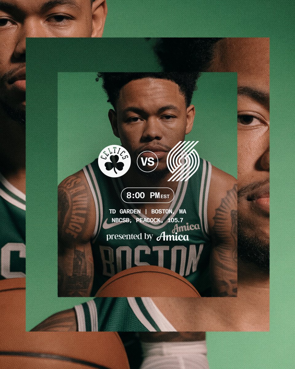 celtics's tweet image. Join us after you shovel out the snow ❄️

⏰ 8:00 PM
🆚 @trailblazers 
📍 @tdgarden 
📺 @NBCSBoston &amp;amp; @peacock 
🎙️ @1057WROR 
📲 on.nba.com/45PJRoq

#DifferentHere