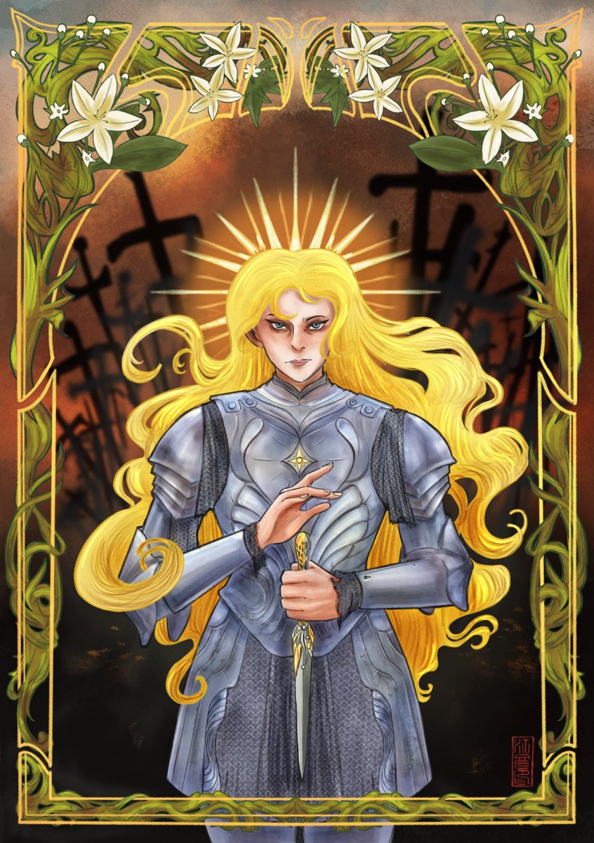 licipok's tweet photo. • INHERITANCE •

my piece for the Pages of Lórien zine 2025 🤩🤩🤩 so happy to have participated alongside such talented artists and it even got all the way to miv herself 🥺

#galadriel #trop #ringsofpower https://t.co/zy86zW1g6z
