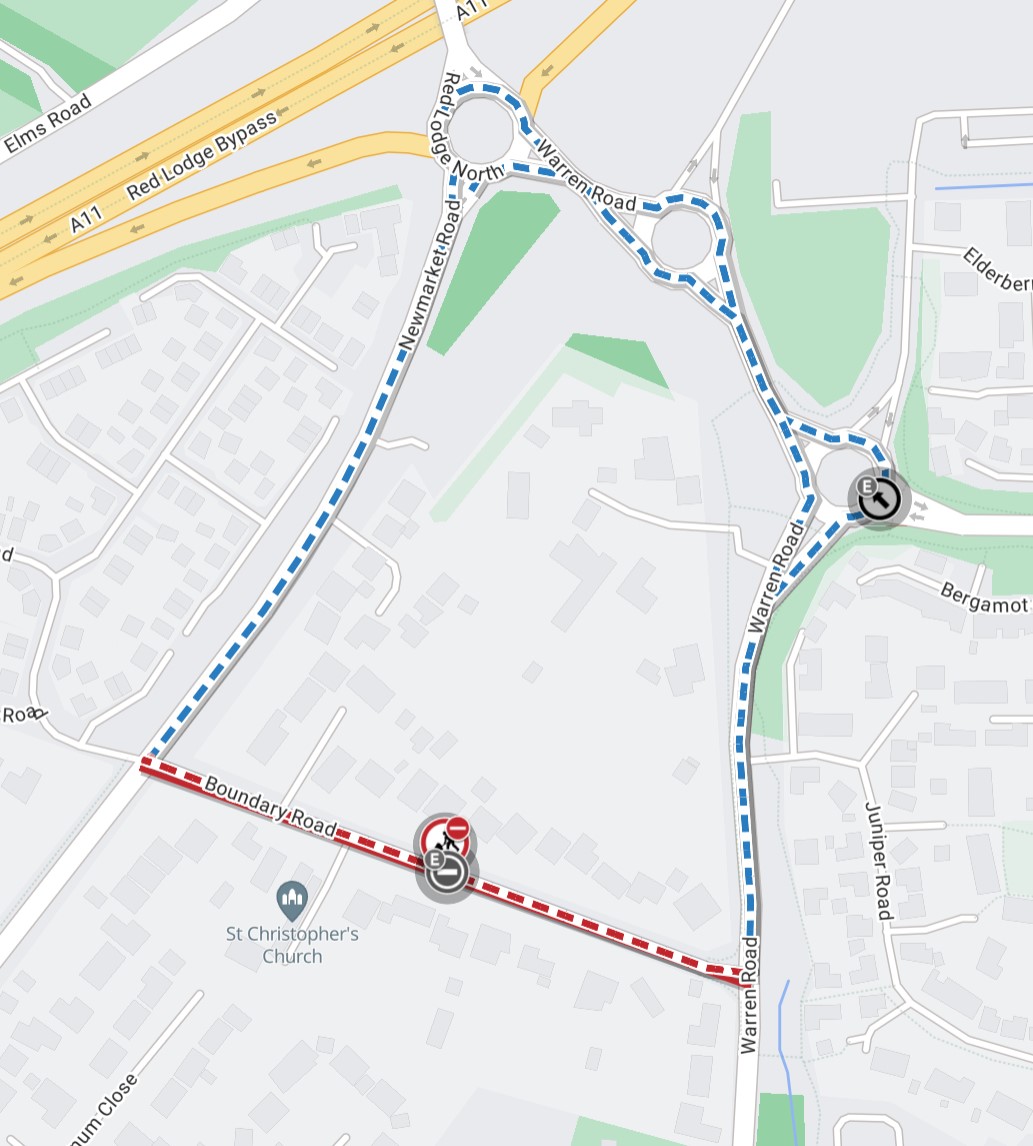 Suff_highways's tweet image. ⚠️ 𝙐𝙥𝙘𝙤𝙢𝙞𝙣𝙜 𝙬𝙤𝙧𝙠𝙨: Boundary Rd, #RedLodge will be closed 9am-3pm Tue 27 Jan for drainage investigations.

Diversion via Newmarket Rd, Red Lodge North, Warren Rd and vice versa. Thank you for your patience during this time. #Suffolk