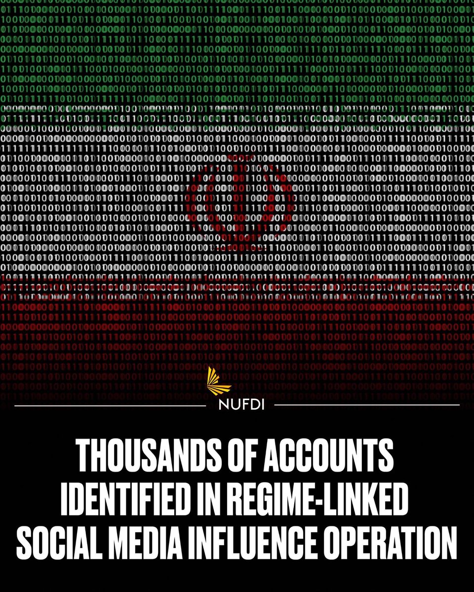 NUFDIran's tweet image. Research group Golden Owl has identified a vast, coordinated social media influence operation linked to the Islamic Republic.

Thousands of accounts within the network focused on amplifying regime narratives, attacking the opposition, and sowing division amongst the opposition.