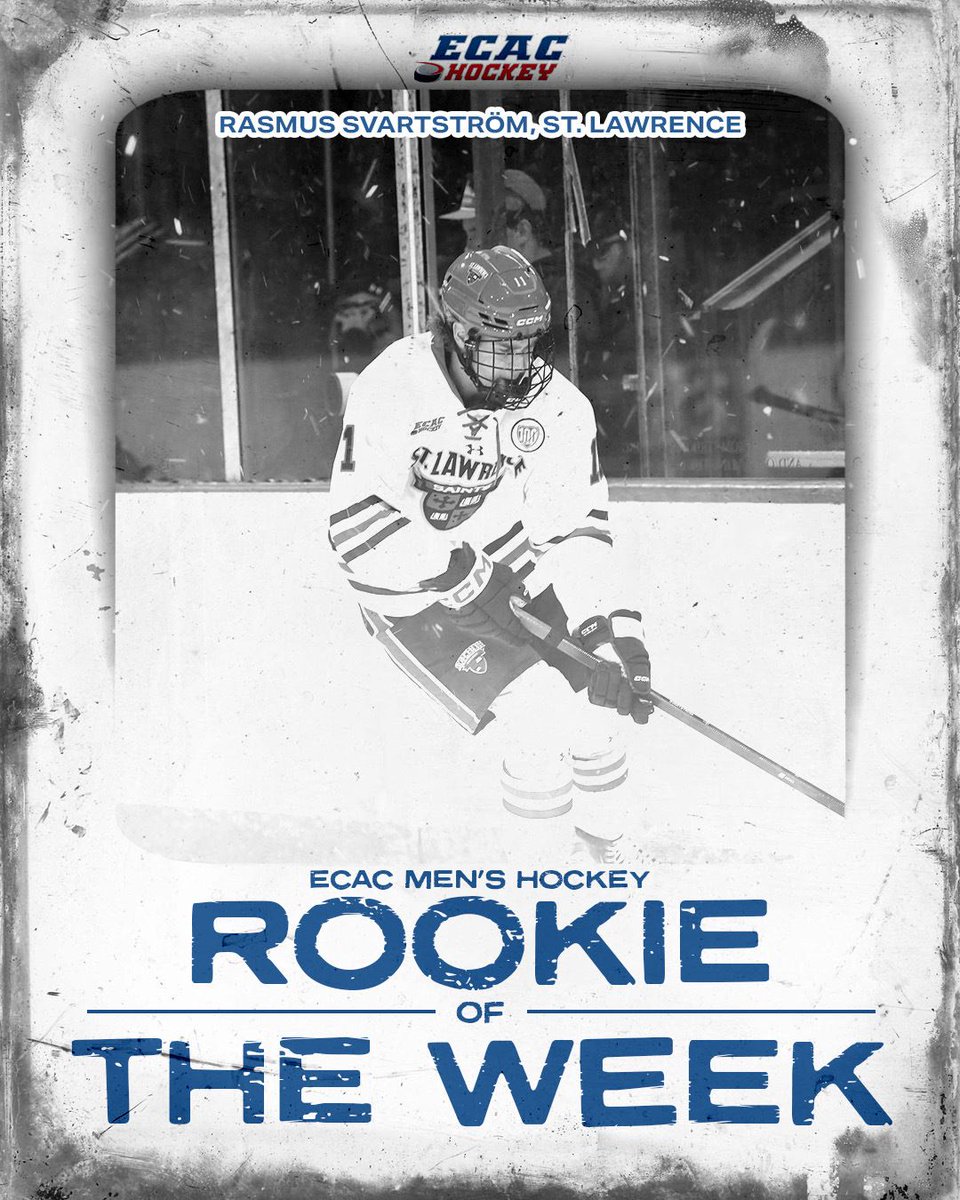 <a href="/CornellMHockey/">Cornell Men’s Ice Hockey</a> <a href="/RidertownUSA/">Cedar Rapids RoughRiders</a> <a href="/KentPuck/">Kent Boys Hockey</a> <a href="/BuffaloJrSabres/">Buffalo Jr. Sabres</a> <a href="/SkatingSaints/">St. Lawrence University Men’s Hockey</a> <a href="/YtownPhantoms/">Youngstown Phantoms</a> <a href="/cowichancaps/">Cowichan Capitals</a> Rookie of the Week: Rasmus Svartström had a standout week, with four goals and an assist to set the pace for <a href="/SkatingSaints/">St. Lawrence University Men’s Hockey</a> attack! 🌟🚨

@cranbrookbucks 

#ECACHockey