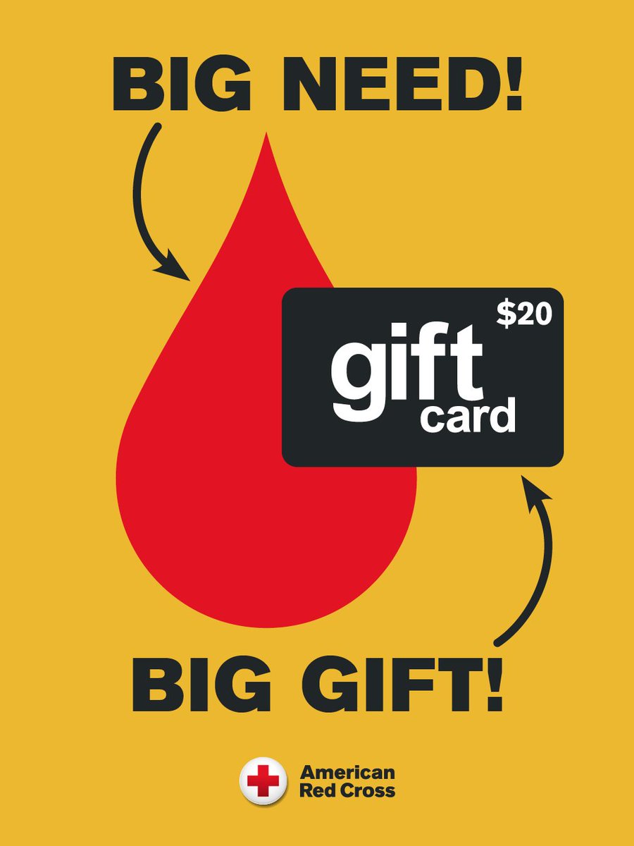 mnredcross's tweet photo. Help fight a severe blood shortage! Every donation matters to patients in need! In thanks, get a $20 e-gift card from the Red Cross when you come to give Jan. 26-Feb. 28. Book: https://t.co/Lvpr1pKvIb https://t.co/Z5rvknOEPz